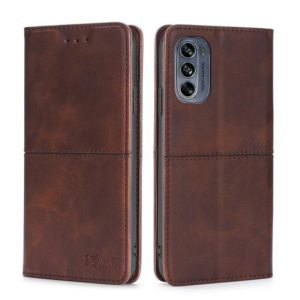 For Motorola Moto G62 5G Cow Texture Magnetic Horizontal Flip Leather Phone Case(Dark Brown) (OEM)