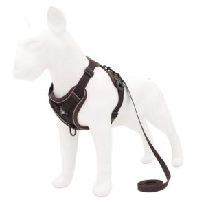 HT-864 Pet Traction Rope Reflective Breathable Dog Chest Strap Vest, Size: L(Coffee) (OEM)