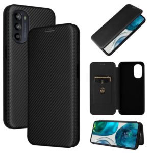 For Motorola Moto G52/G82 Carbon Fiber Texture Horizontal Flip Leather Phone Case(Black) (OEM)