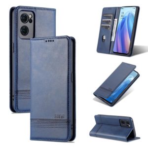 For OPPO Reno7 AZNS Magnetic Calf Texture Horizontal Flip Leather Phone Case(Dark Blue) (AZNS) (OEM)