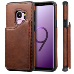 For Galaxy S9 Shockproof Calf Texture Protective Case with Holder & Card Slots & Frame(Coffee) (OEM)
