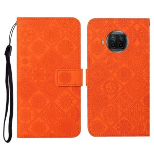 For Xiaomi Mi 10T Lite 5G Ethnic Style Embossed Pattern Horizontal Flip Leather Case with Holder & Card Slots & Wallet & Lanyard(Orange) (OEM)