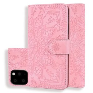 For iPhone 11 Pro Calf Pattern Double Folding Design Embossed Leather Case with Wallet & Holder & Card Slots (5.8 inch)(Pink) (OEM)