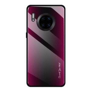 For Huawei Mate 30 Pro Texture Gradient Glass Protective Case(Rose Red) (OEM)