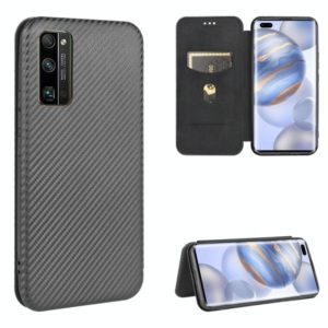 For Huawei Honor 30 Pro Carbon Fiber Texture Horizontal Flip TPU + PC + PU Leather Case with Card Slot(Black) (OEM)