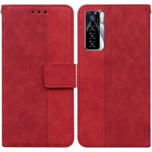 For Tecno Camon 17 Pro Geometric Embossed Leather Phone Case(Red) (OEM)
