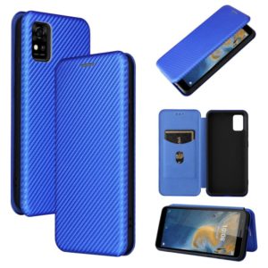 For ZTE Blade A31 Carbon Fiber Texture Horizontal Flip TPU + PC + PU Leather Case with Card Slot(Blue) (OEM)