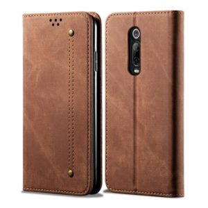 For Xiaomi Mi 9T Pro / Redmi K20 Pro Denim Texture Casual Style Horizontal Flip Leather Case with Holder & Card Slots & Wallet(Brown) (OEM)