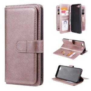For OPPO A5 / A3s Multifunctional Magnetic Copper Buckle Horizontal Flip Solid Color Leather Case with 10 Card Slots & Wallet & Holder & Photo Frame(Rose Gold) (OEM)