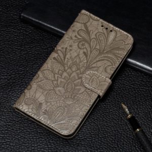 For Samsung Galaxy A22 5G Lace Flower Embossing Pattern Horizontal Flip Leather Case with Holder & Card Slots & Wallet & Photo Frame(Grey) (OEM)