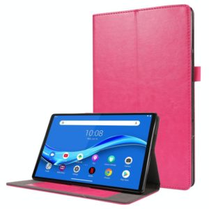 For Lenovo M10 Plus 2-Folding Business Horizontal Flip PU Leather Case with Card Slots & Holder(RoseRed) (OEM)