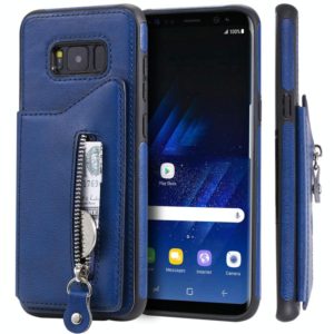 For Galaxy S8 Plus Solid Color Double Buckle Zipper Shockproof Protective Case(Blue) (OEM)