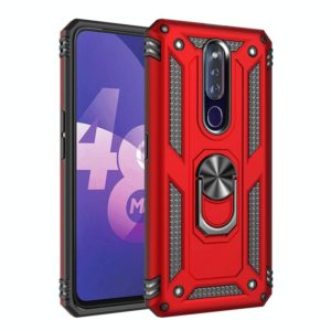 For OPPO F11 Pro Shockproof TPU + PC Protective Case with 360 Degree Rotating Holder(Red) (OEM)