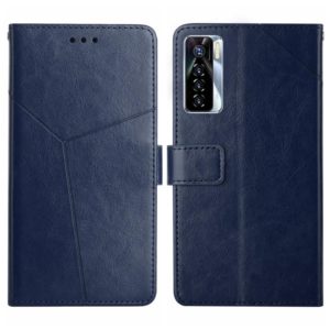 For Tecno Camon 17 Pro HT01 Y-shaped Pattern Flip Leather Phone Case(Blue) (OEM)