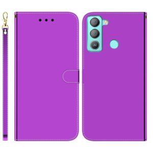 For Tecno Pop 5 LTE BD4 Imitated Mirror Surface Horizontal Flip Leather Phone Case(Purple) (OEM)
