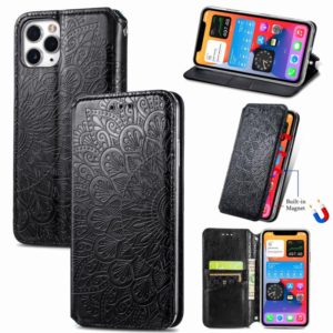 For iPhone 11 Pro Max Blooming Mandala Embossed Pattern Magnetic Horizontal Flip Leather Case with Holder & Card Slots & Wallet(Black) (OEM)