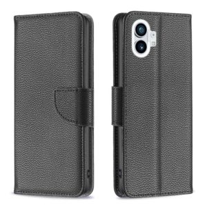 For Nothing Phone 1 Litchi Texture Pure Color Leather Phone Case(Black) (OEM)