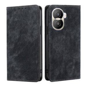 For Honor X40i RFID Anti-theft Brush Magnetic Leather Phone Case(Black) (OEM)