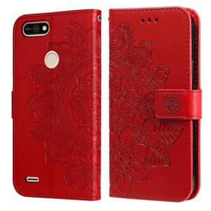 7-petal Flowers Embossing Pattern Horizontal Flip PU Leather Case with Holder & Card Slots & Wallet & Photo Frame For Tecno Pop 2 F / Pop 2 Power(Red) (OEM)