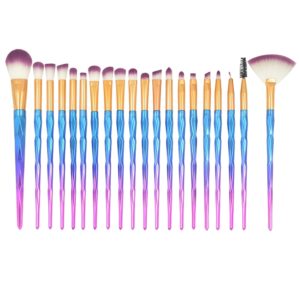 20 in 1 Diamond Handle Eye Brush Multi-functional Makeup Brush, Pink+Blue Handle and Purple Brush (OEM)
