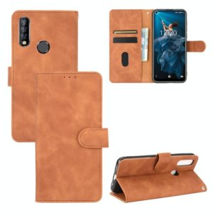 For Oukitel C17 / C17 Pro Solid Color Skin Feel Magnetic Buckle Horizontal Flip Calf Texture PU Leather Case with Holder & Card Slots & Wallet(Brown) (OEM)