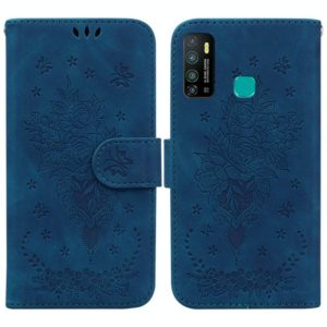 For Tecno Camon 15 Butterfly Rose Embossed Leather Phone Case(Blue) (OEM)