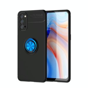 For OPPO Reno4 Lenuo Shockproof TPU Protective Case with Invisible Holder(Black Blue) (lenuo) (OEM)