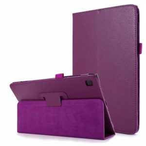 For Samsung Galaxy Tab A7 10.4 (2020) T500 Litchi Texture Horizontal Flip Solid Color Leather Case with Holder(Purple) (OEM)