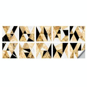 Geometric Pattern Staircase Wall Tile Sticker Kitchen Stove Water And Oil Proof Stickers, Specification: M: 15x15cm(HT-016 Black Gold) (OEM)