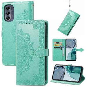 For Motorola Moto G62 Mandala Flower Embossed Leather Phone Case(Green) (OEM)