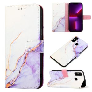 For Tecno Spark Go 2021 PT003 Marble Pattern Flip Leather Phone Case(Galaxy Marble White LS004) (OEM)