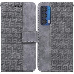 For Motorola Moto Edge 2021 Geometric Embossed Leather Phone Case(Grey) (OEM)