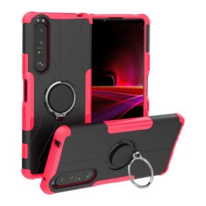 For Sony Xperia 1 III Armor Bear Shockproof PC + TPU Protective Case with Ring Holder(Rose Red) (OEM)