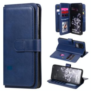 For Samsung Galaxy S20 Ultra 5G Multifunctional Magnetic Copper Buckle Horizontal Flip Solid Color Leather Case with 10 Card Slots & Wallet & Holder & Photo Frame(Dark Blue) (OEM)