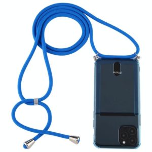 For iPhone 11 Pro Max Transparent TPU Protective Case with Lanyard & Card Slot(Blue) (OEM)