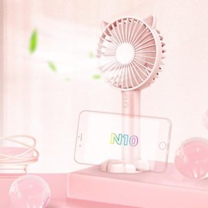 N10 Multi-function Handheld Desktop Holder Electric Fan, with 3 Speed Control (Pink) (OEM)
