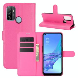 For OPPO A53 2020/OPPO A32 2020 Litchi Texture Horizontal Flip Protective Case with Holder & Card Slots & Wallet(Rose red) (OEM)
