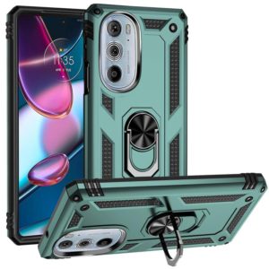 For Motorola Edge 30 Pro Shockproof TPU + PC Phone Case with Holder(Dark Green) (OEM)