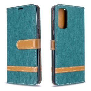 For Galaxy S20 Color Matching Denim Texture Horizontal Flip PU Leather Case with Holder & Card Slots & Wallet & Lanyard(Green) (OEM)