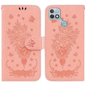 For Infinix Hot 10i / Smart 5 Pro Butterfly Rose Embossed Leather Phone Case(Pink) (OEM)