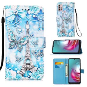 For Motorola Moto G30 / G10 / G10 Power Colored Drawing Pattern Plain Weave Horizontal Flip Leather Case with Holder & Card Slot & Wallet & Lanyard(Tower Butterfly) (OEM)