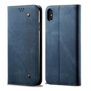 For iPhone X / XS Denim Texture Casual Style Horizontal Flip Leather Case with Holder & Card Slots & Wallet(Blue) (OEM)