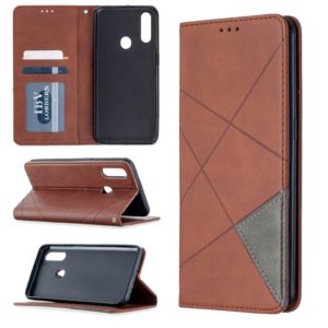 For Oppo A31 (2020) / A81 Rhombus Texture Horizontal Flip Magnetic Leather Case with Holder & Card Slots(Brown) (OEM)