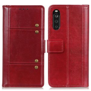 For Sony Xperia 10 III Peas Crazy Horse Texture Horizontal Flip Leather Case with Holder & Card Slots & Wallet(Red) (OEM)
