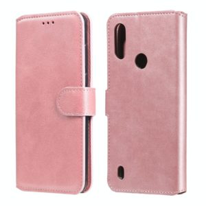 For Motorola Moto E6s Classic Calf Texture PU + TPU Horizontal Flip Leather Case, with Holder & Card Slots & Wallet(Rose Gold) (OEM)