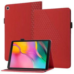 For Samsung Galaxy Tab A 10.1 2019 T510 Rhombus Skin Feel Horizontal Flip Tablet Leather Case with Card Slots & Holder(Red) (OEM)
