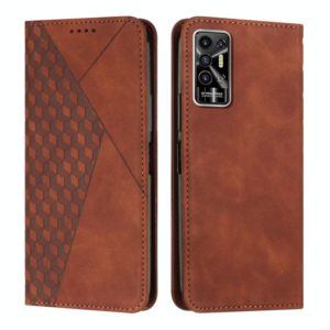 For Tecno Pova 2 Diamond Splicing Skin Feel Magnetic Leather Phone Case(Brown) (OEM)