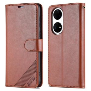 For Huawei P50 AZNS Sheepskin Texture Horizontal Flip Leather Case with Holder & Card Slots & Wallet(Brown) (AZNS) (OEM)