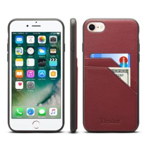 For iPhone 7 / 8 Denior V1 Luxury Car Cowhide Leather Protective Case with Double Card Slots(Dark Red) (Denior) (OEM)