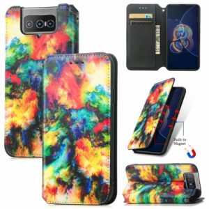 For Asus Zenfone 8 Flip Colorful Magnetic Horizontal Flip PU Leather Case with Holder & Card Slot & Wallet(Colorful Cloud) (OEM)